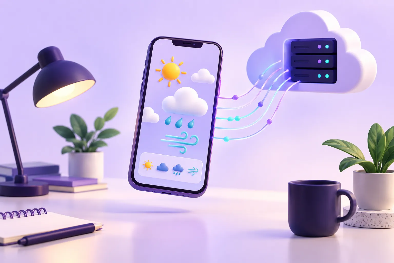 تطبيق طقس يستقبل البيانات من مصدر خارجي