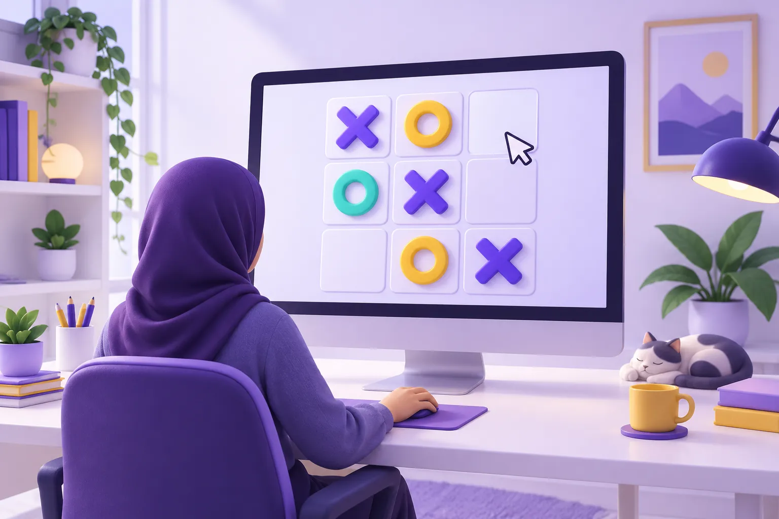 لعبة تيك تاك تو تفاعلية مبنية بلغة JavaScript