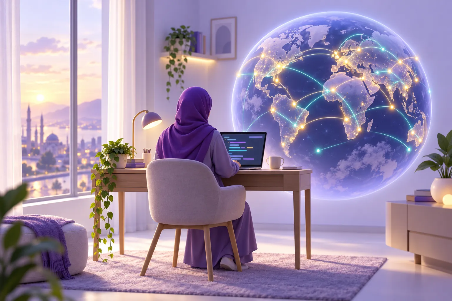 مبرمج يعمل عن بعد من منزله ويتصل بشركات حول العالم