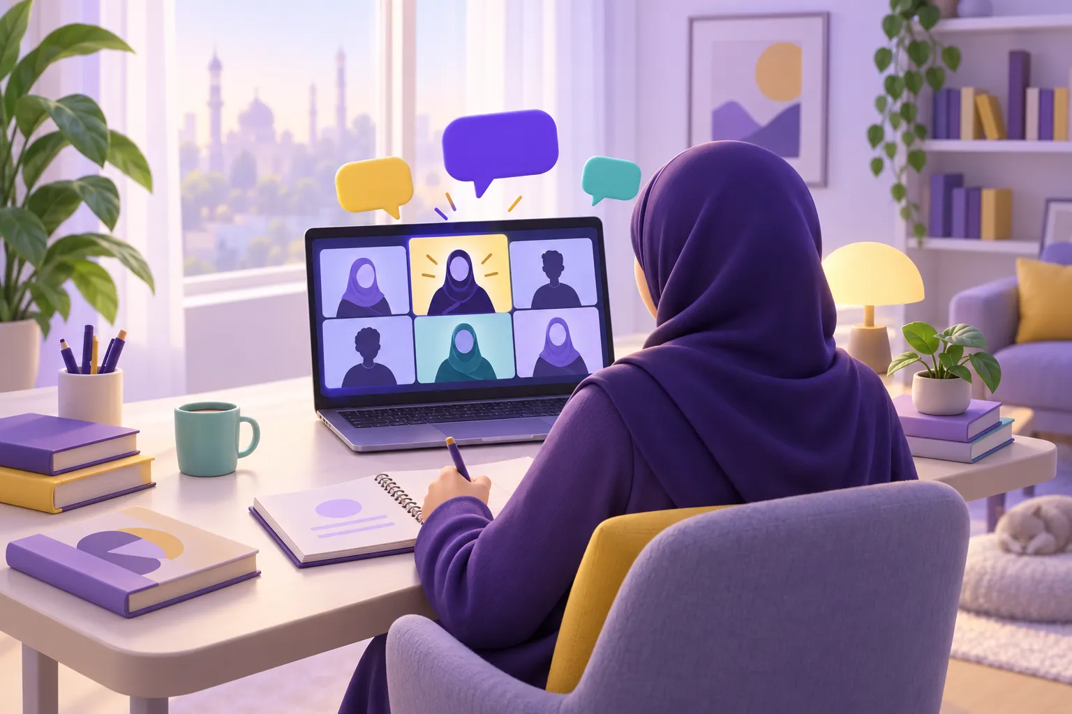 مجموعة دراسية أونلاين مع مشرف يتابع الطلاب