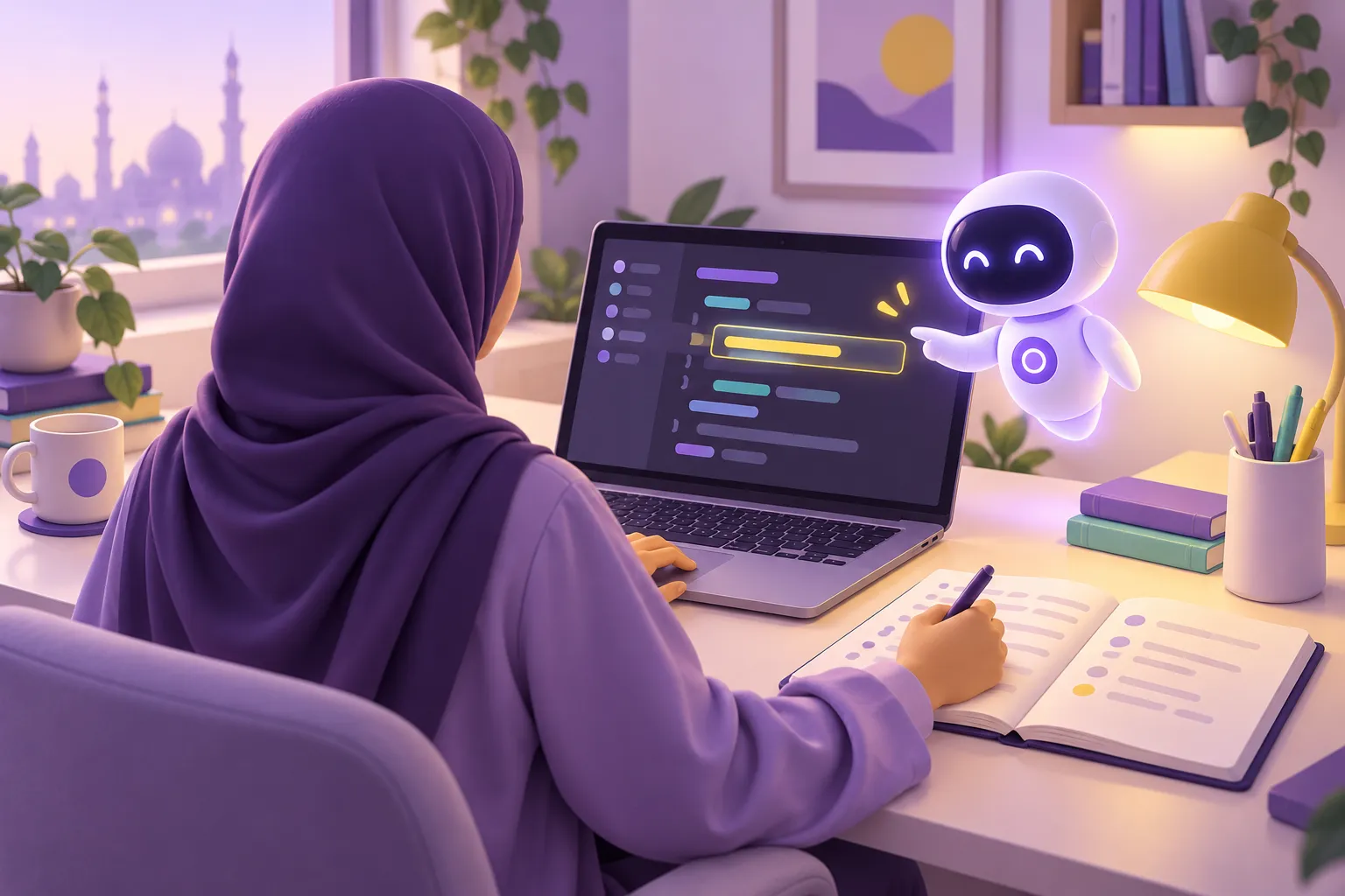 متعلم برمجة يراجع الكود بمساعدة الذكاء الاصطناعي ويدوّن ملاحظاته