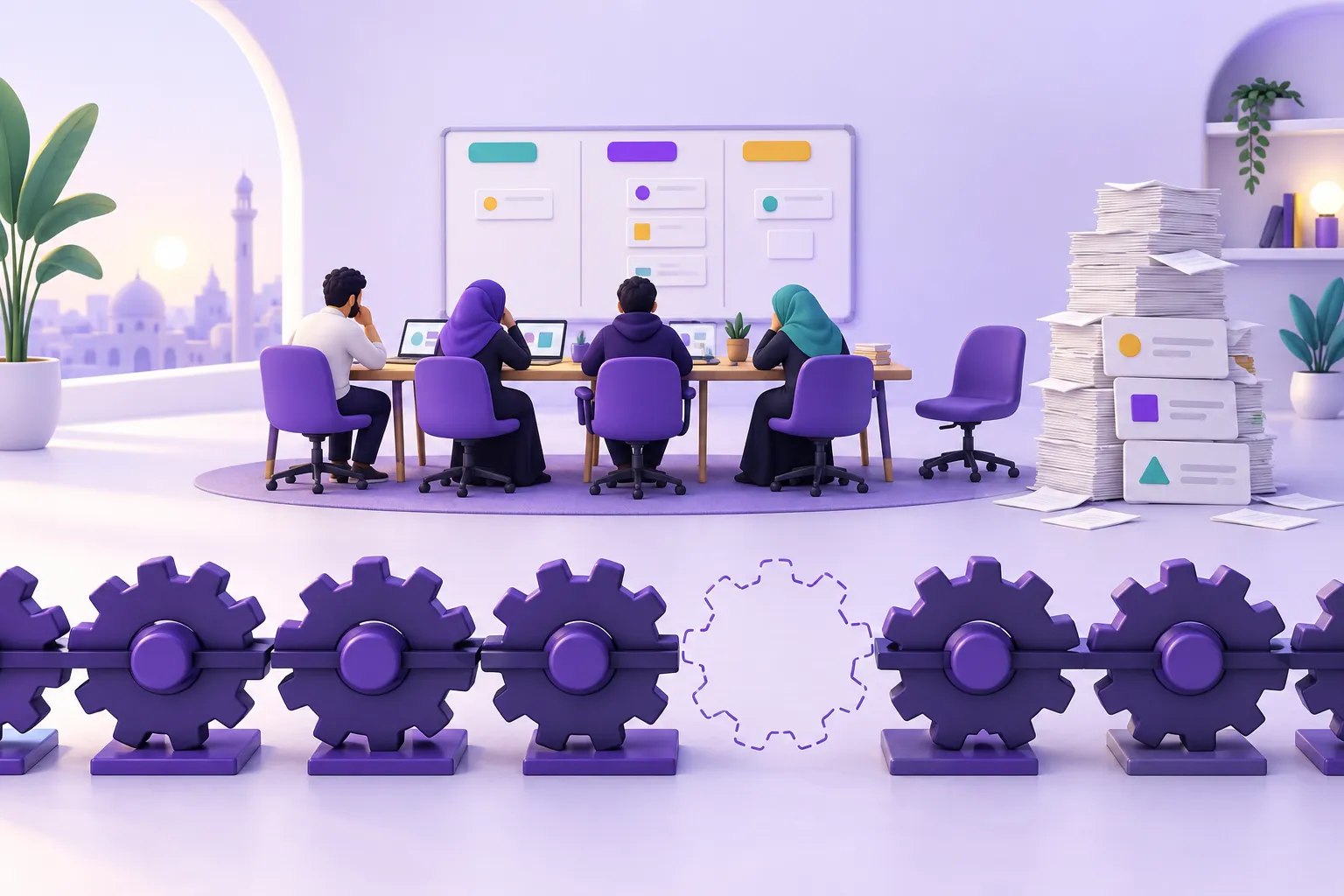 فريق ينتظر بسبب مهمة متأخرة تعطل سير العمل