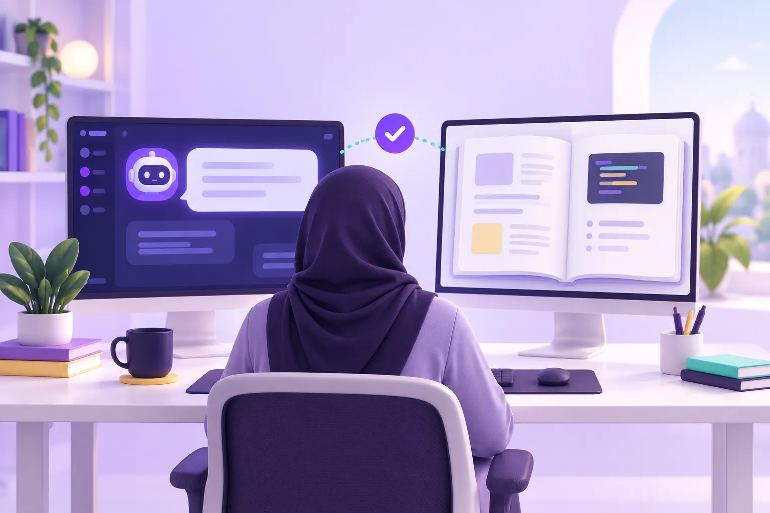 مبرمجة تتحقق من إجابة المساعد الذكي بمقارنتها بالتوثيق الرسمي