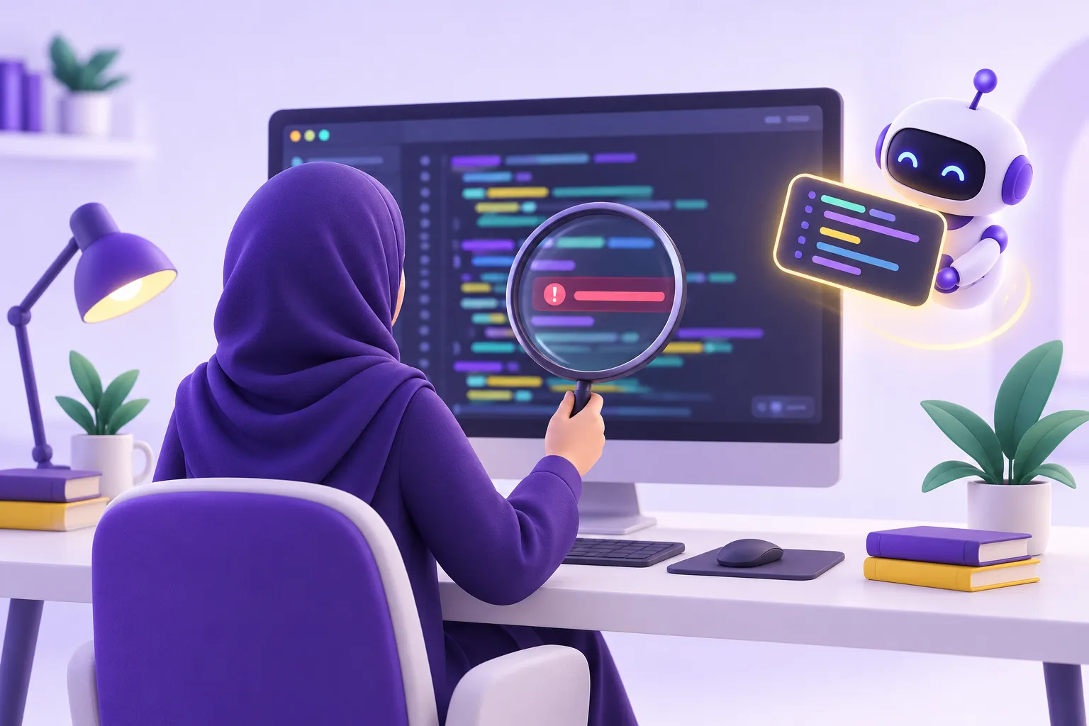 مبرمجة تراجع الكود الذي يقترحه مساعد ذكي وتكتشف خطأه