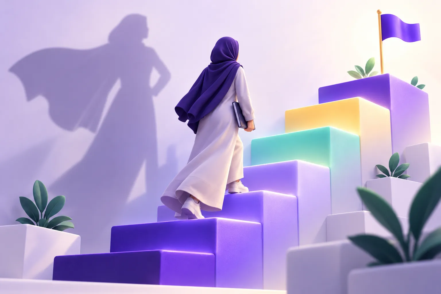 متعلمة تصعد درجات الخبرة بثقة