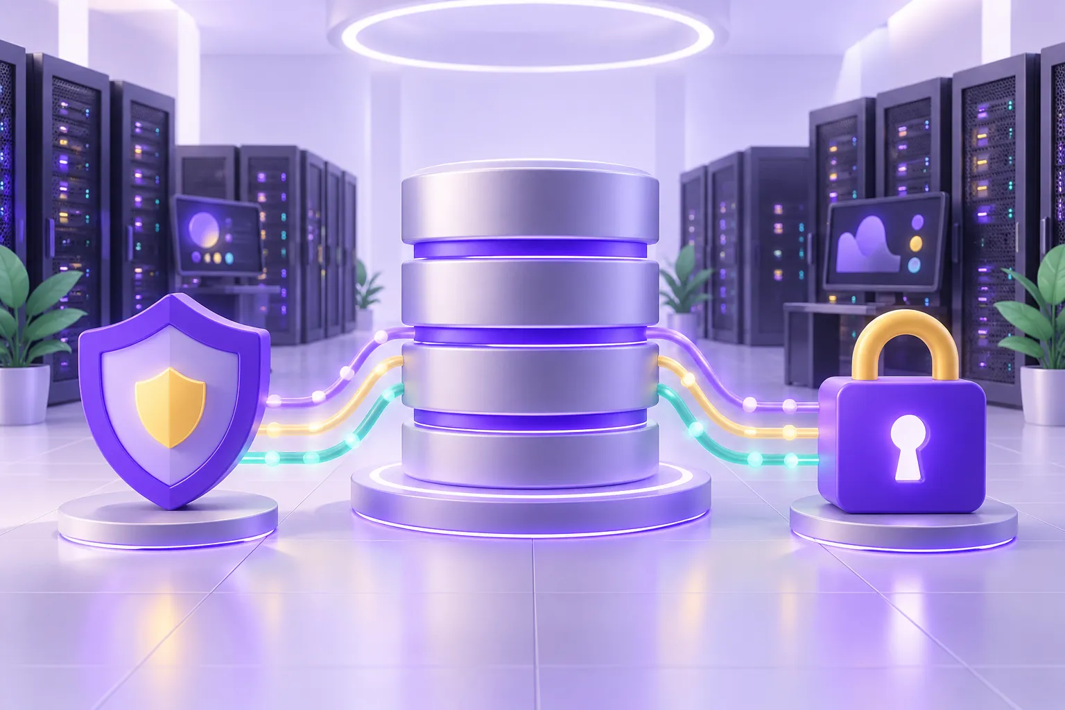 خوادم وقاعدة بيانات محمية تمثل الواجهة الخلفية للموقع