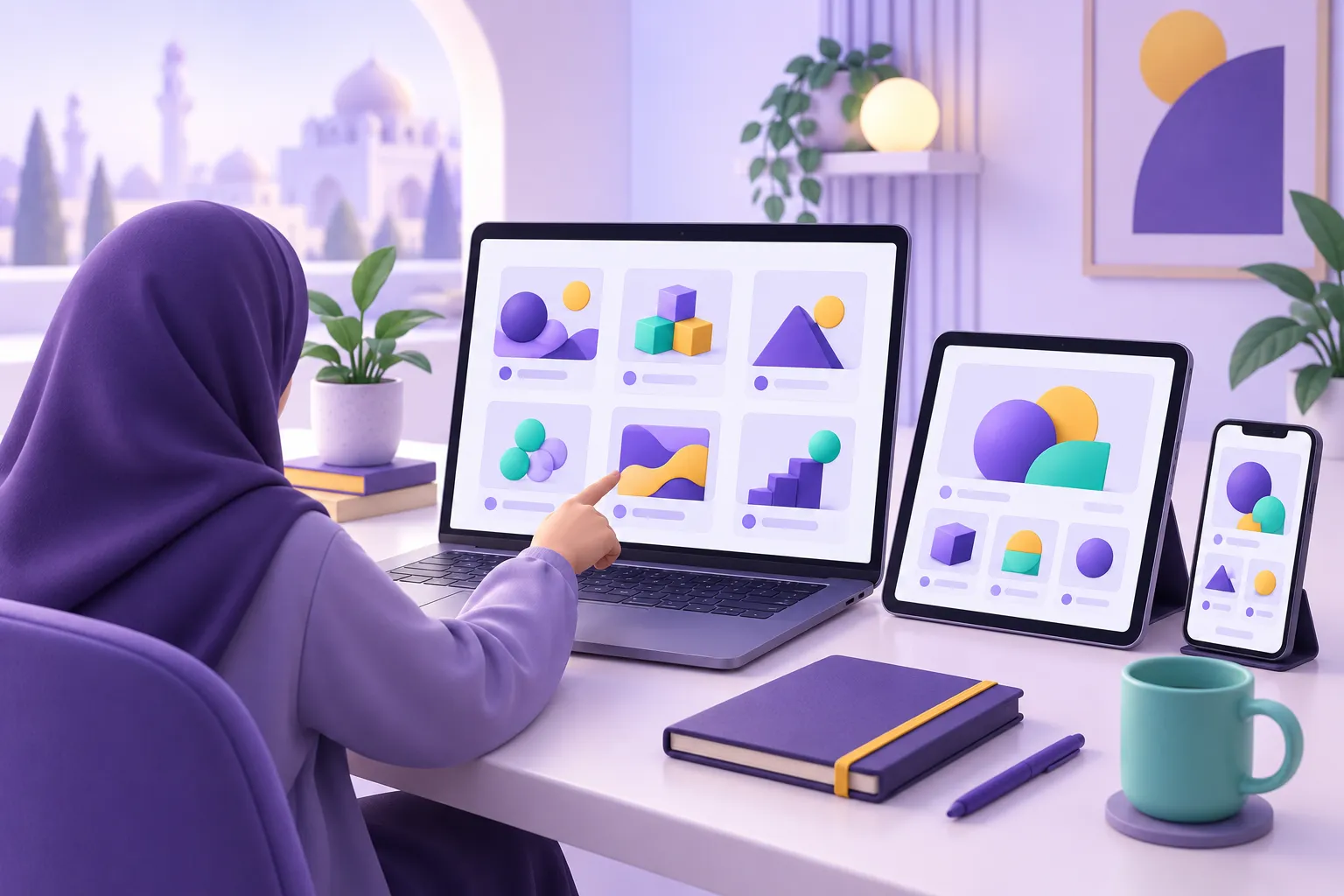 معرض أعمال منظم يعرض مشاريع المبرمج للعملاء