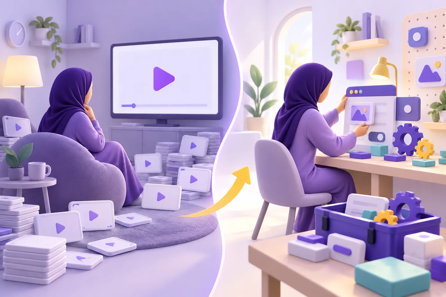 الفرق بين مشاهدة الدروس فقط وبناء المشاريع بيدك