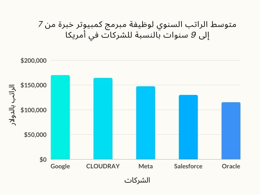 متوسط رواتب المبرمجين بالنسبة لحجم الشركات