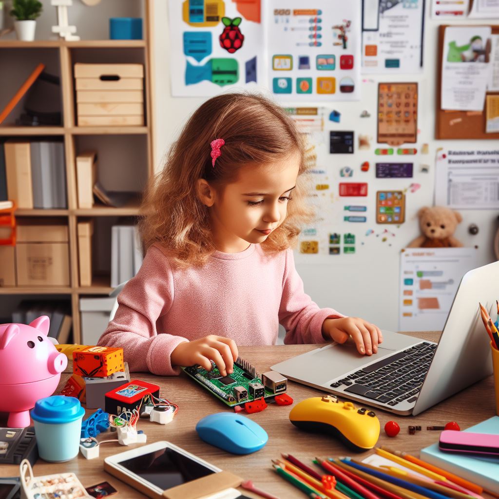explanatory image about a girl learning how to program