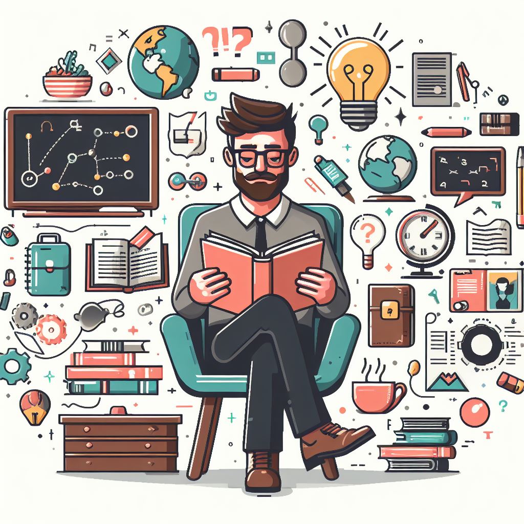 explanatory image about a developer reading a book