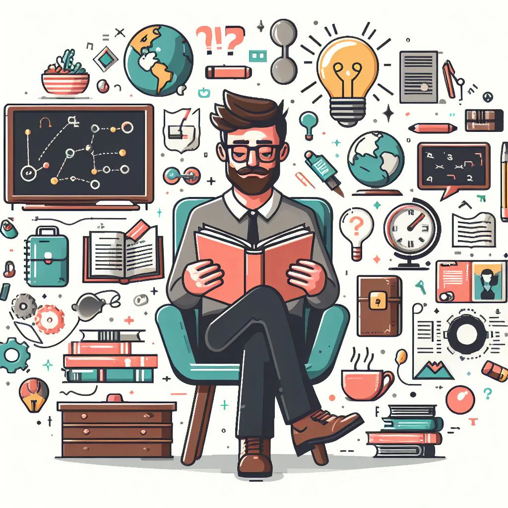 explanatory image about a developer reading a book
