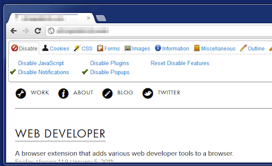إضافة Web Developer