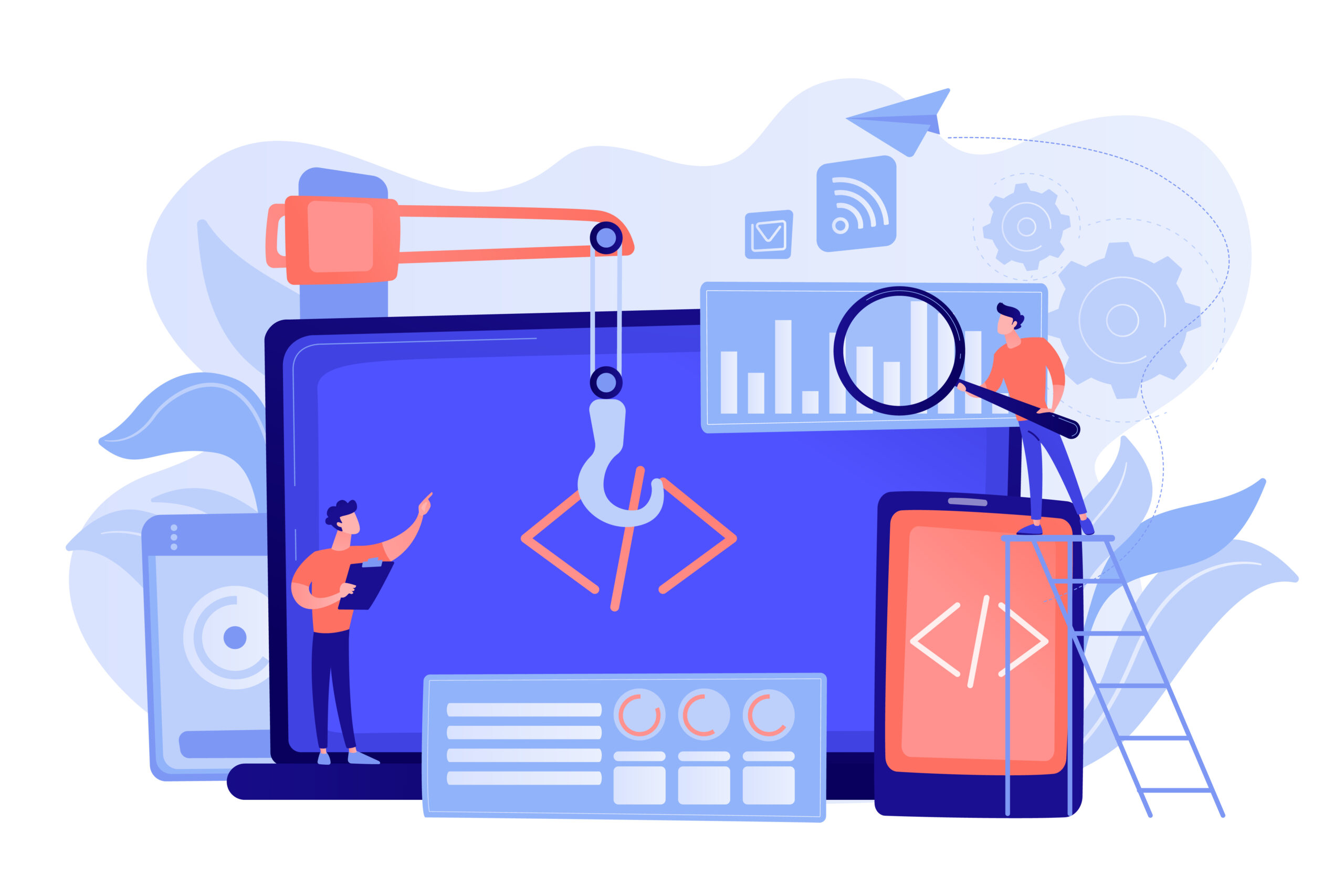 explanatory image featuring front end development