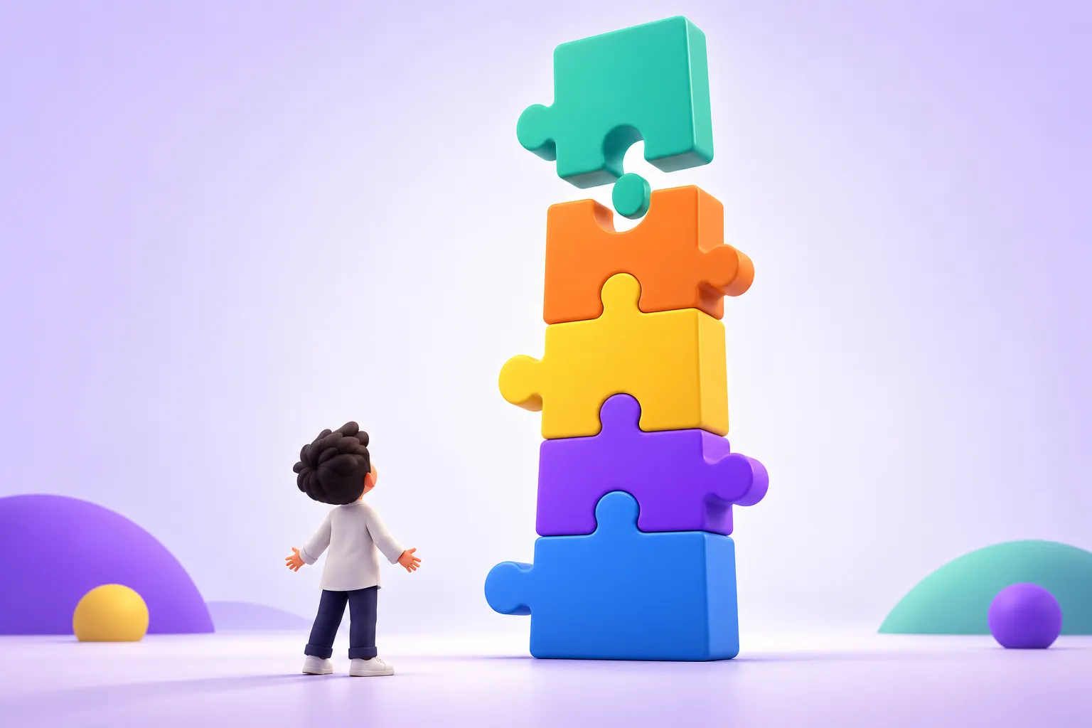 كتل برمجية ملونة تتركب معًا كقطع البازل لتكوين برنامج