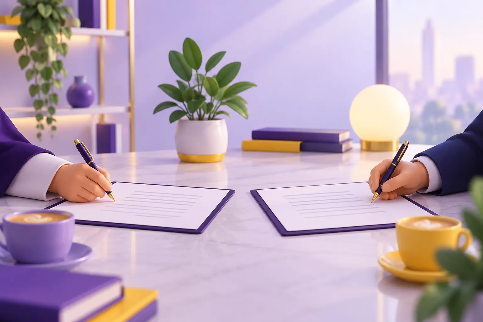 توقيع اتفاقية الشراكة على طاولة اجتماعات